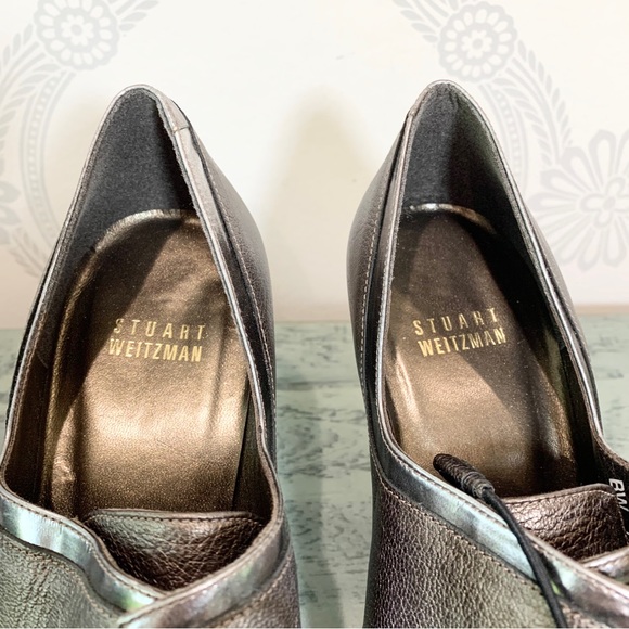 Stuart Weitzman Cavendish Shoes Bronze Tie Heels 8.5 - Picture 12 of 15